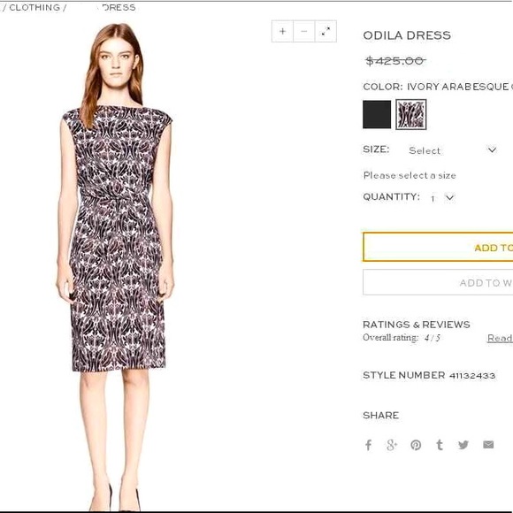 Tory Burch 100% Silk Damask Jacquard Floral Print Dress - Picture 3 of 9